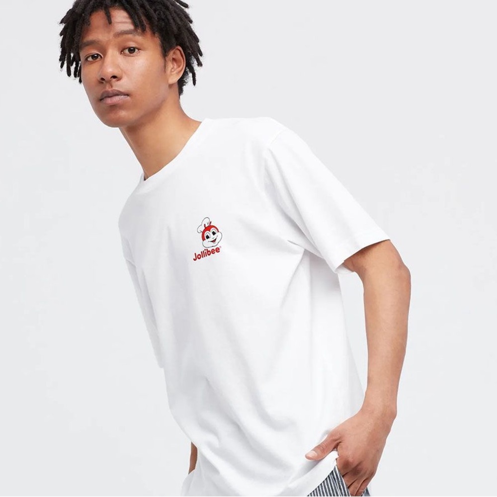 White Uniqlo x Jollibee Logo Crewneck T-Shirt - Small